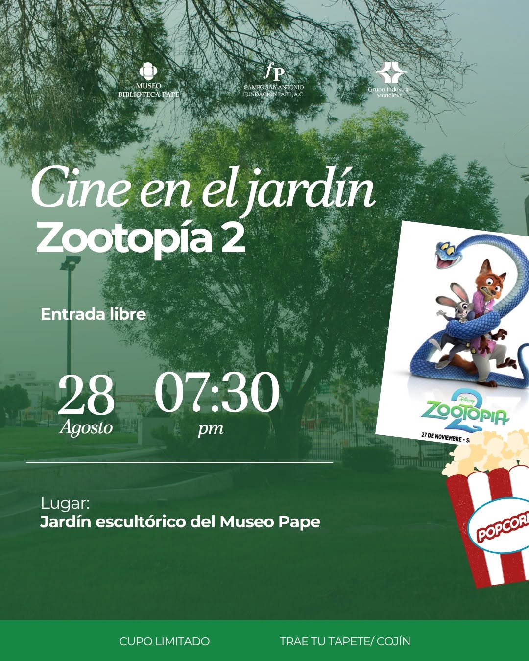 Proyectará Museo Pape “Zootopia 2”