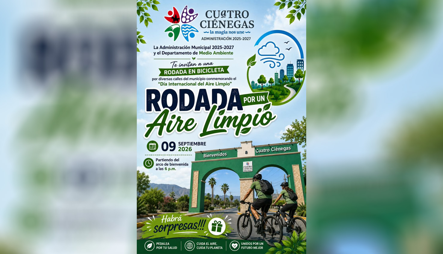 Invita Víctor Leija a participar en Rodada por un Aire Limpio en Cuatro Ciénegas