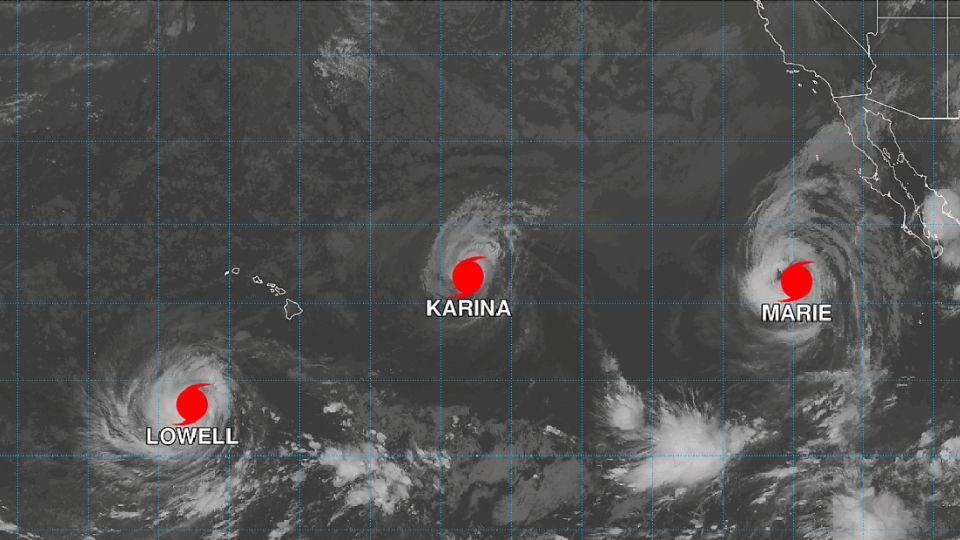 Alertan por la presencia de tres huracanes simultáneos en el Pacífico; uno ocasionará lluvias en Hawaii