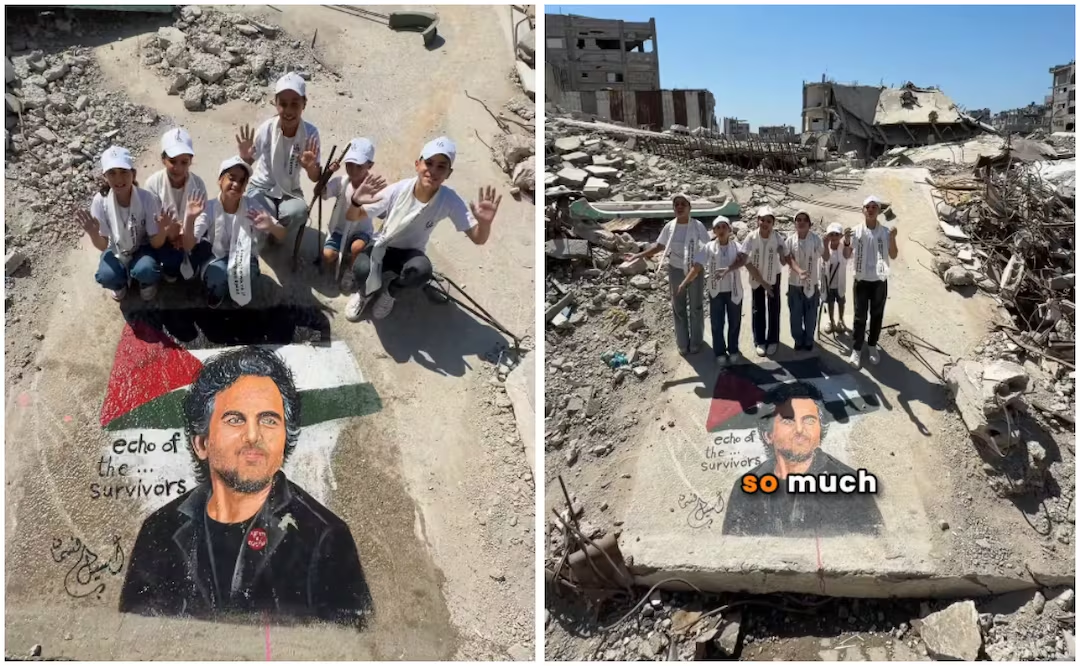 Niños sobrevivientes de Gaza dedican mural a Mark Ruffalo; agradecen el apoyo del actor a Palestina