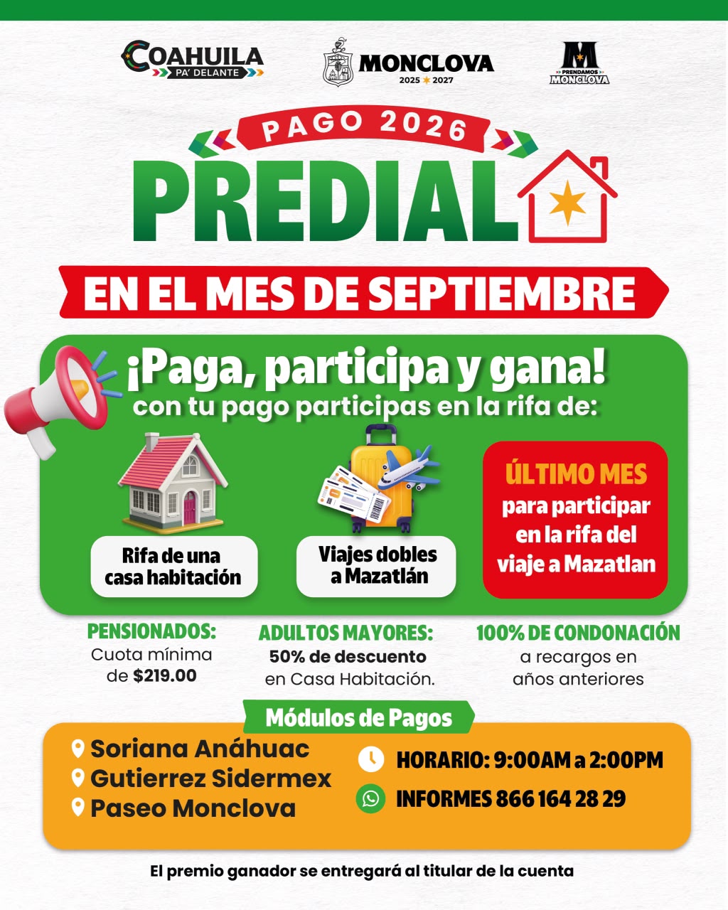 Pagar predial podría llevarlo a Mazatlán