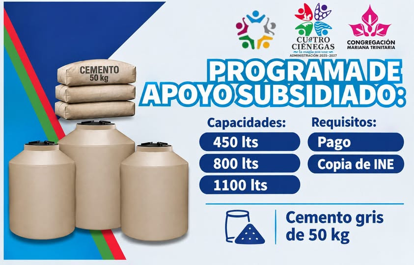 Abren programa de tinacos y cemento