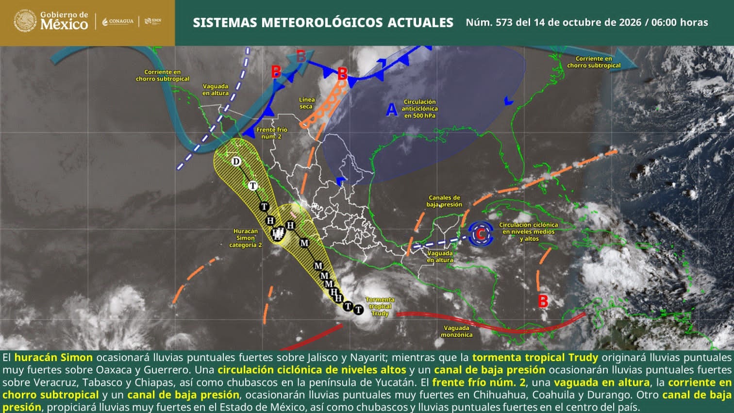 LLUVIAS MUY FUERTES, RACHAS DE VIENTO Y POSIBLE FORMACIÓN DE TORBELLINOS SE PREVÉN EN COAHUILA