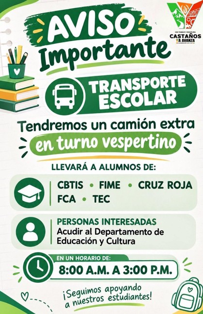 Amplía Castaños transporte escolar