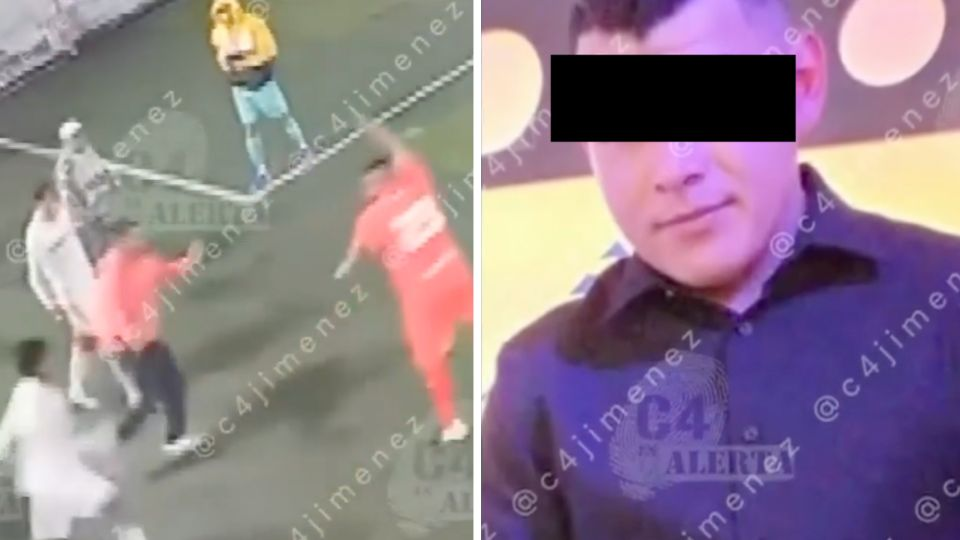 Sujeto saca pist*la y disp*ra al aire durante una pelea en un partido de futbol en Iztapalapa; los rivales lo golpean y logran someterlo