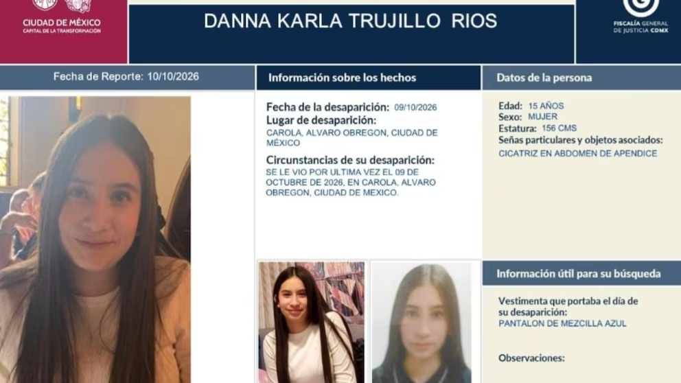La Salle pide ayuda para localizar a Danna Karla Trujillo Ríos, menor de 15 años desaparecida en Álvaro Obregón