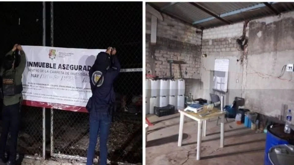 Hallan un laboratorio clandestino y prendas similares a los uniformes de corporaciones de seguridad en cateo en Nayarit