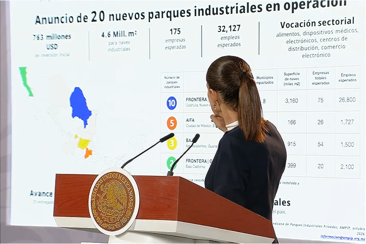 Gobierno federal anuncia 20 parques industriales en 8 estados